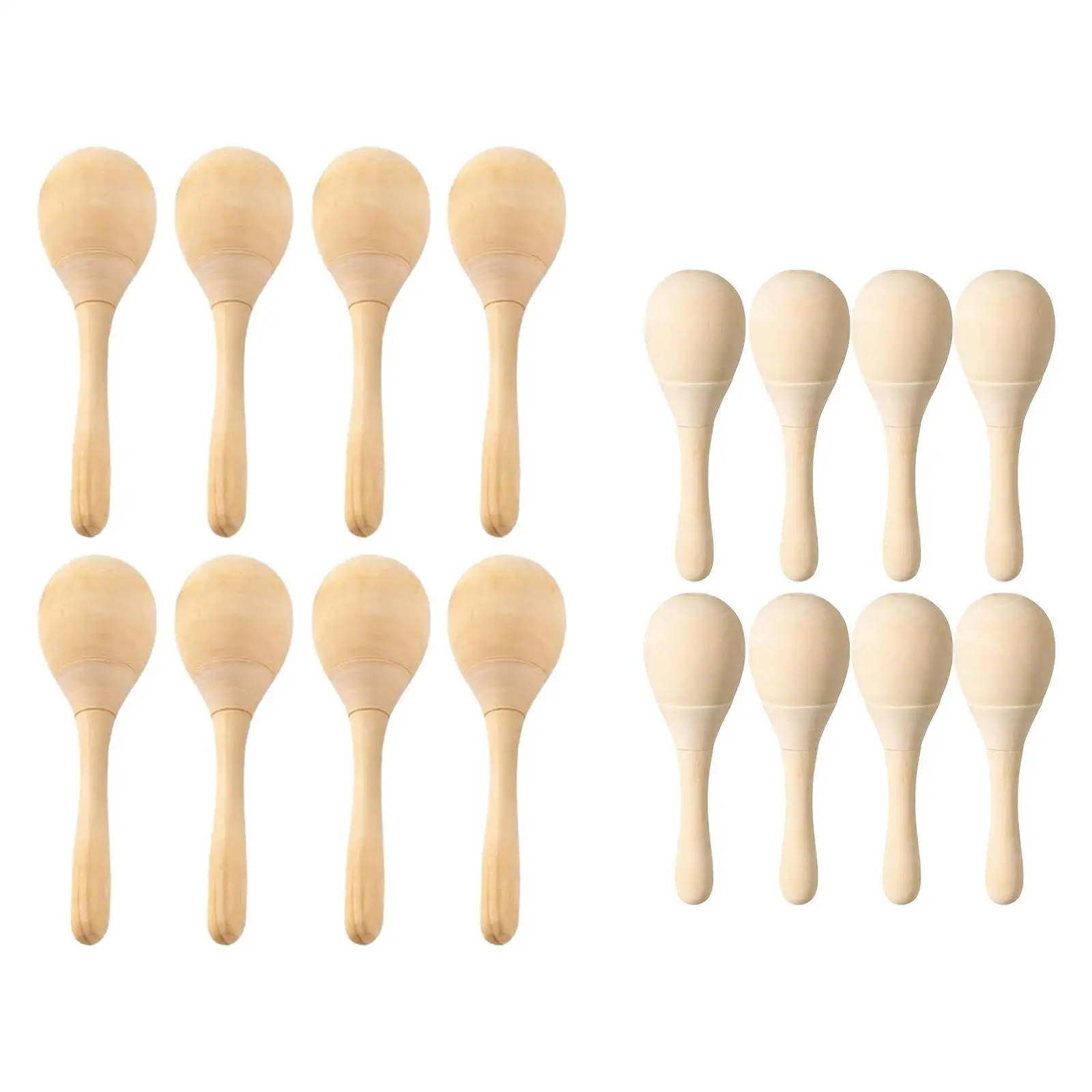 8 Pieces Wood Maracas Craft Toys Musical Instruments Unfinished Blank Maracas for Holiday Festival Birthday Painting Baby Shower