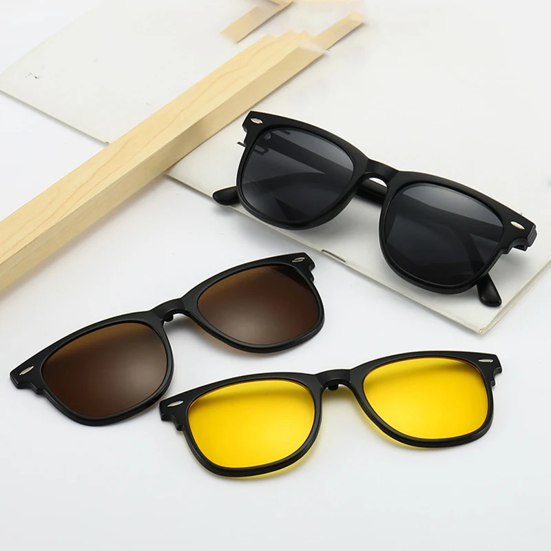 6 In 1 Set Magnetic Clip-On Reading Glasses Polarized Sunglasses Men Driving Night Vision Optical Glasses With Glasses Bag - view 2