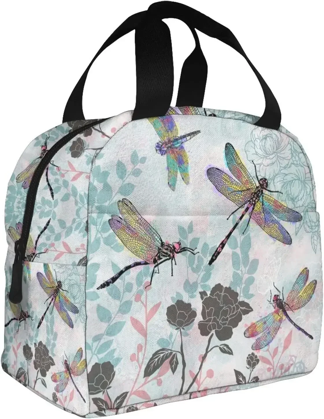 Dragonfly-Insulated Tote Lunch Box para meninas, saco térmico portátil, piquenique, passeios de barco, praia, pesca, trabalho, meninas