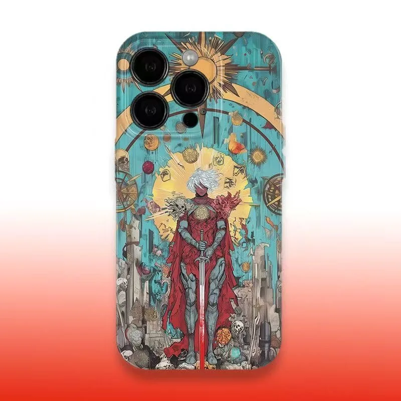 Уникальный и эпический чехол для телефона Fantasy Warrior Intricate Art с мечом и доспехами для iPhone 16, 15, 14, 11, 12, 13 Pro Max Plus, задняя крышка