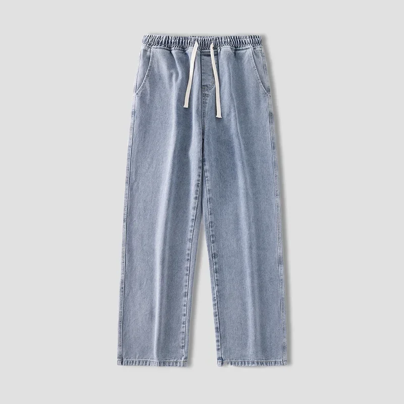 Jesienna koreańska modna sznurek Y2K Jeans Homme klasyczne luźne spodnie prosta szeroka 2023 nowość hiphopowy sweter Casual jean
