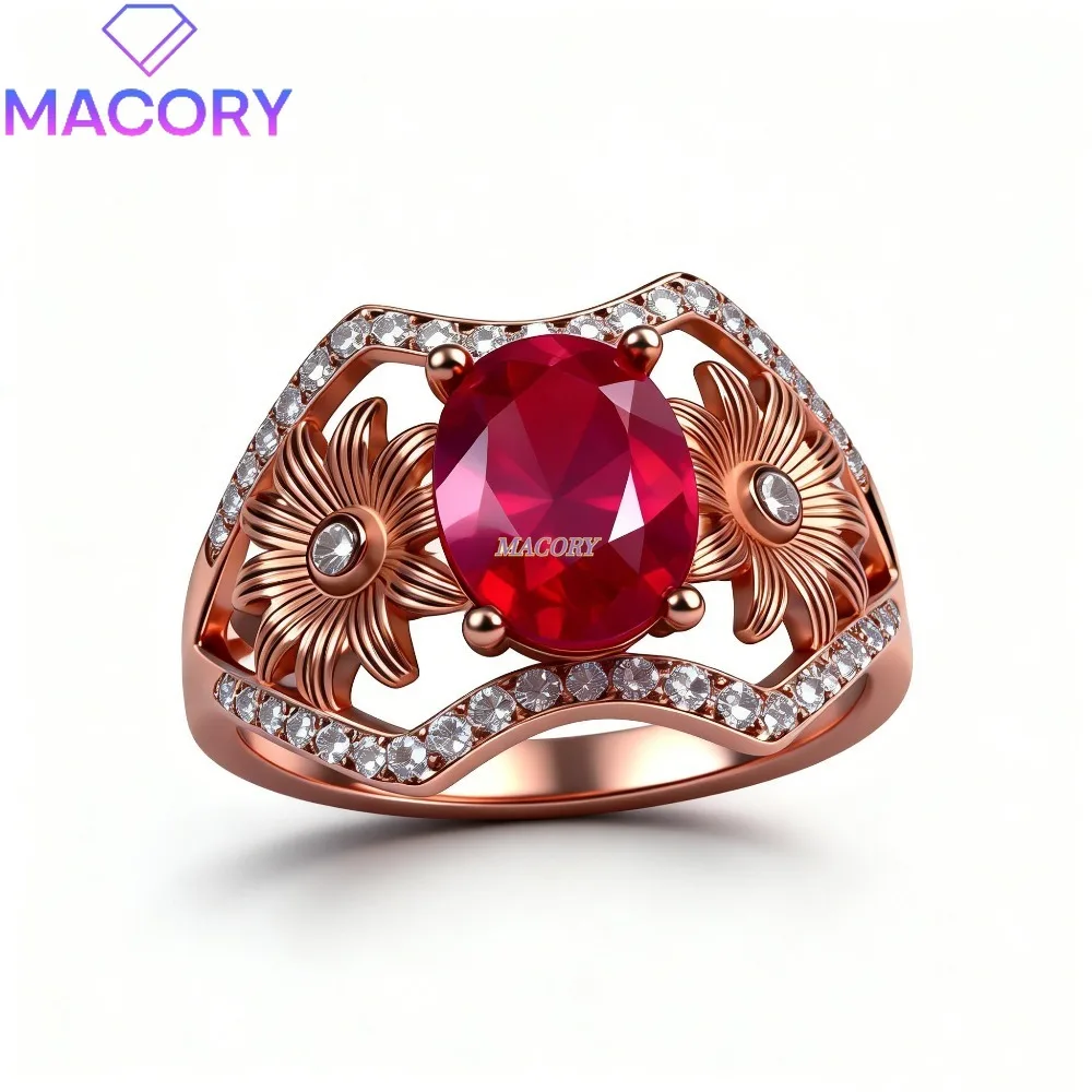 

Natural ruby ring S925 sterling silver luxury delicate ladies' jewellery accessory a top choice for women's holiday gifts