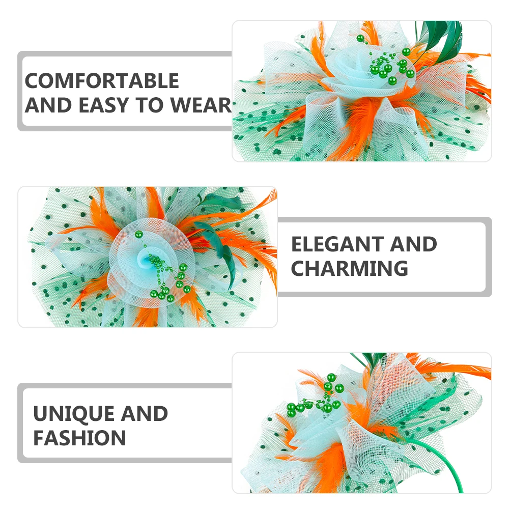 

Gold Hair Accessories Wedding Guest Color-blocked Head Flower Headbands Dress Royal