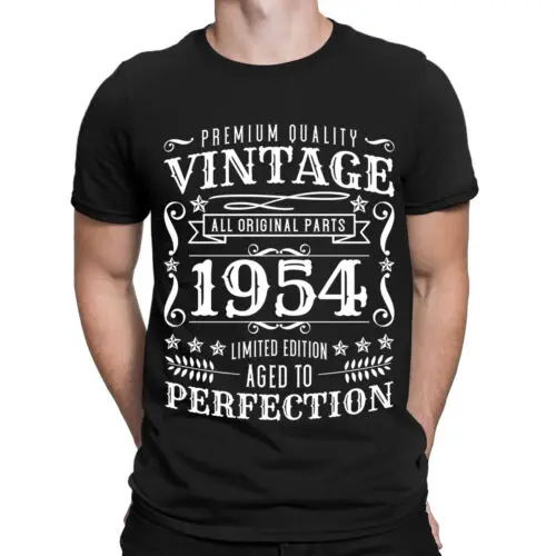 

Vintage 1954 Aged to Perfection Original Parts Mostly Birthday Mens T-Shirts #E1