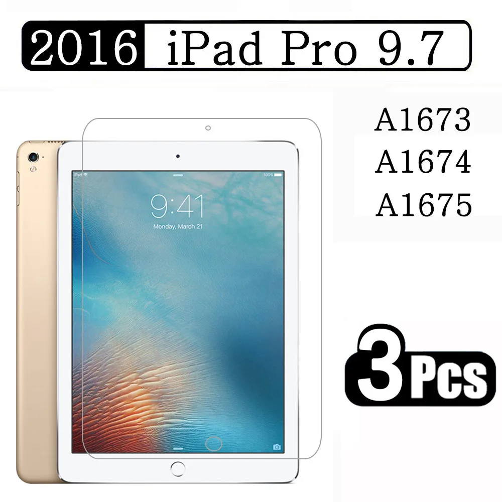 

(3 Packs) Tempered Glass For Apple iPad Pro 9.7 2016 A1673 A1674 A1675 Full Coverage Anti-Scratch Tablet Screen Protector Film