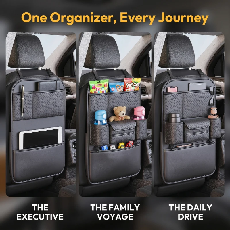 2PCS Multi Functional Car Seat Back Organizer Multi Pocket Wear Resistant Anti Kick Pad Backseat Storage Bag
