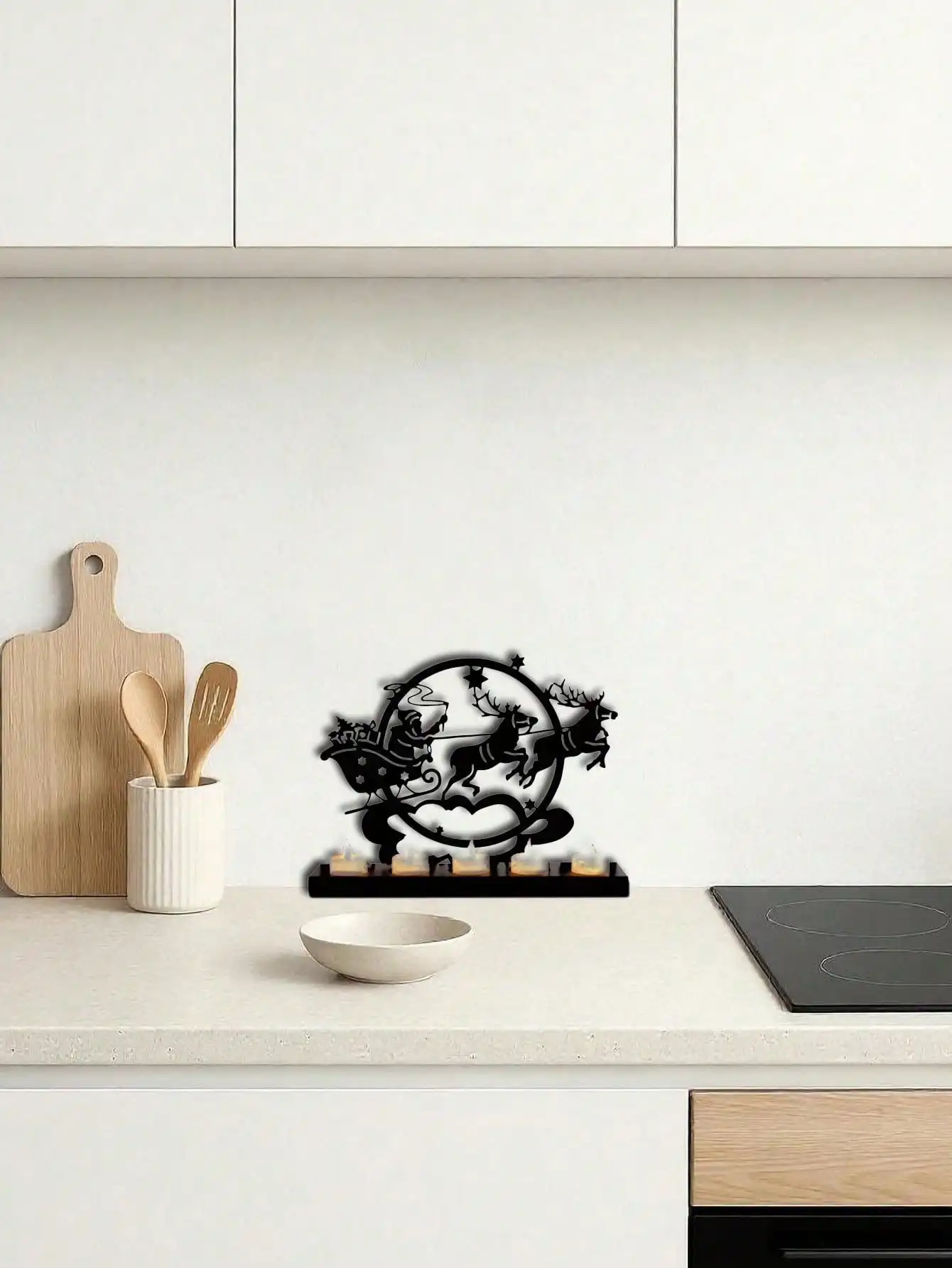 Smeedijzeren Kerstman Slee Wanddecoratie Kerst Metalen Silhouet - Vakantie Woondecoratie voor Woonkamer