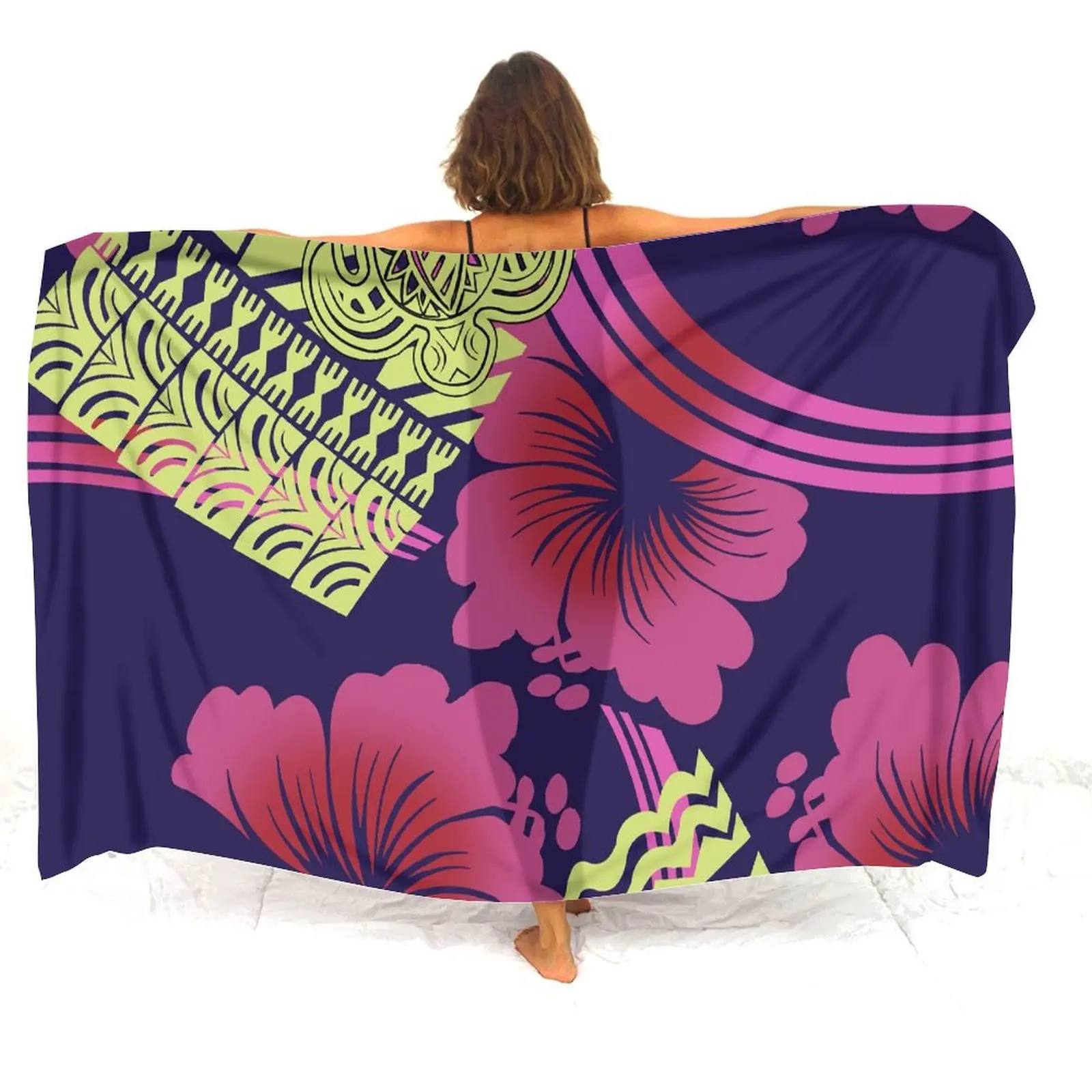 Holiday Travel One Piece Coat Skin Friendly Soft Texture Polynesian Ladies Sarong Custom Design Sarong With Custom Pattern