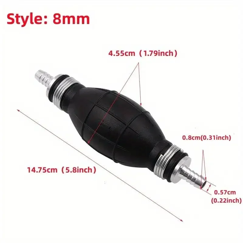 8mm Manual Fuel Pump Pipeline Rubber Aluminum Manual Fuel Primer Bulb Diesel  Delivery Pump Automobile Ship