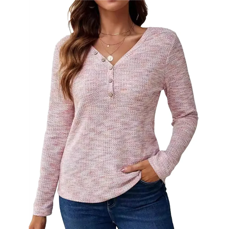 

ABRT-Womens Waffle Knit Tops V Neck Long Sleeve Shirts Dresy Casual Blouses Fall Outfits 2025