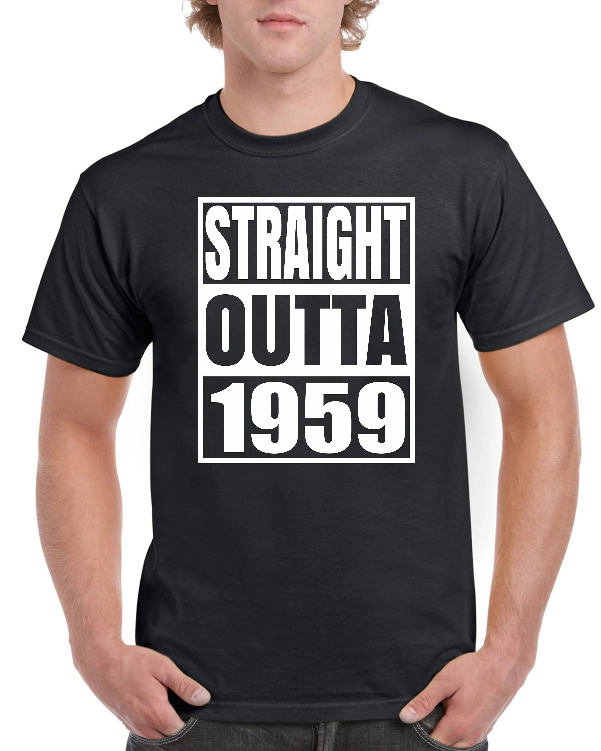 Męska koszulka z okazji 65 urodzin S Present Funny Straight Outta 65 lat 1959 rok