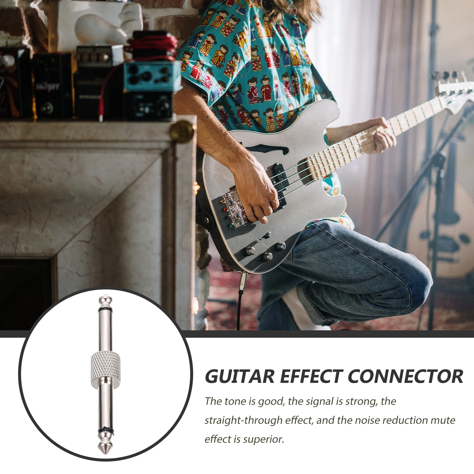 

3pcs Audio Connectors For Guitar Pedal Premium Nickel Plated Brass Straight-Through Signal Strong Noise Reduction Effect Pedal