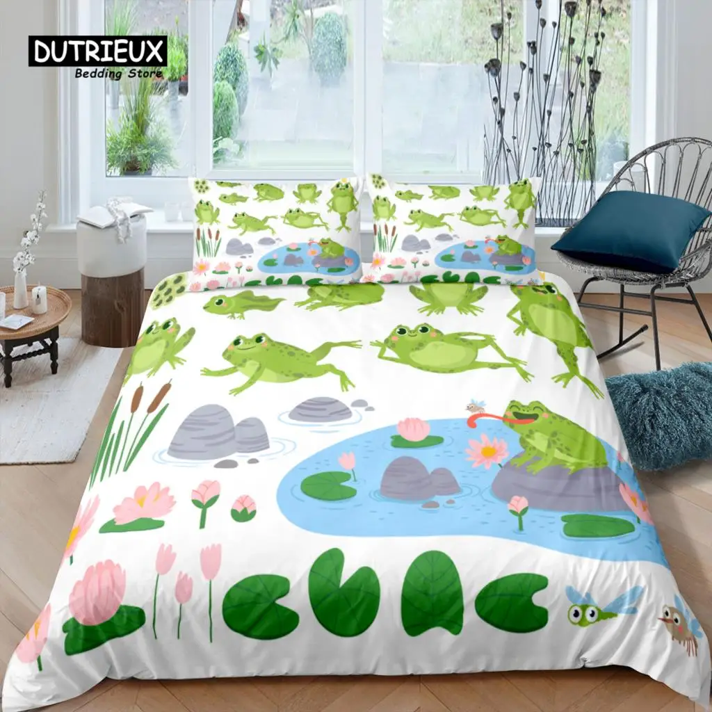 

Home Living Luxury 3D Cartoon Frog Bedding Set Duvet Cover Pillowcase Kids Bedding Set Queen and King EU/US/AU/UK Size