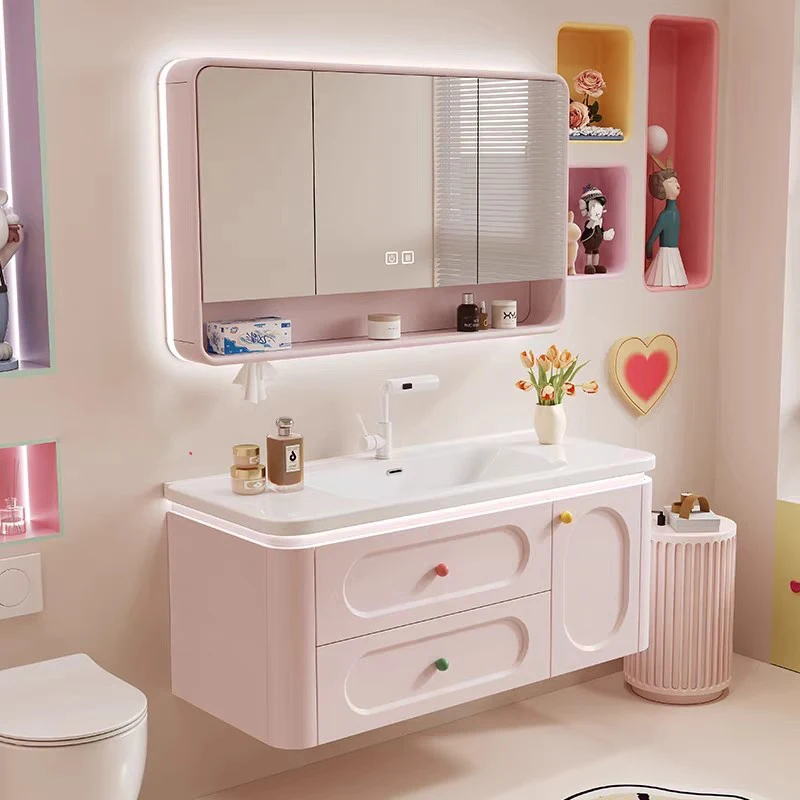 منظم حديث لخزانة الحمام ومرآة ورفوف تخزين العطور وخزانة العناية بالبشرة والأثاث الخشبي العصري #5