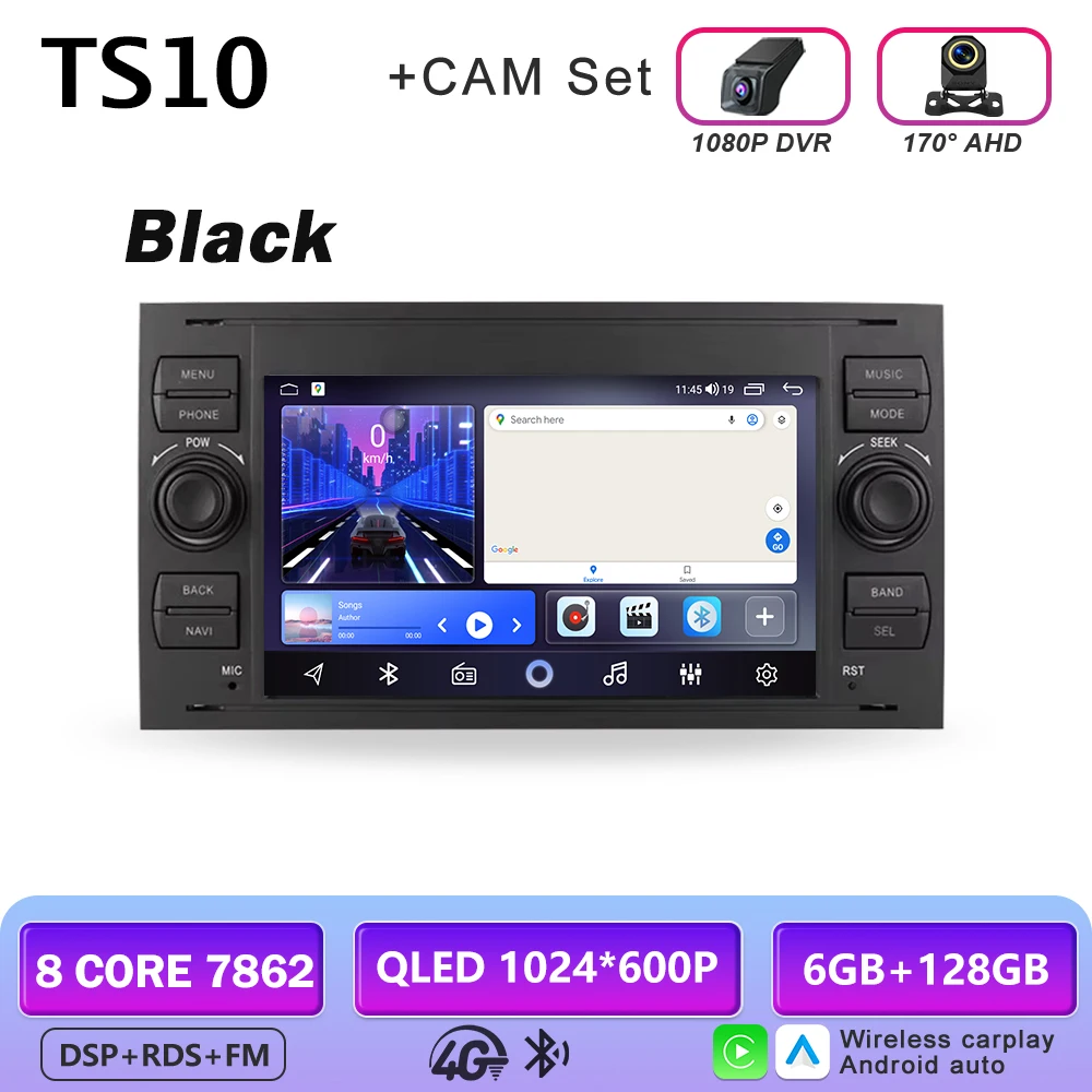Android autoradio AUTO Carplay voor FORD C-Max Connect Fiesta Fusion Galaxy Kuga Mondeo S-Max Transit Focus GPS multimediaspeler