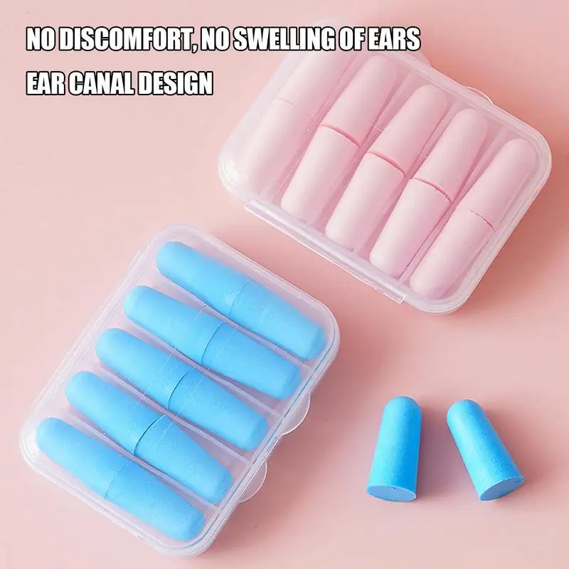 Quiet Ear Plugs 5 Pairs Ultra Soft Claming Sleeping Earbuds Reusable Sponge Ear Plugs Multifunctional Noise Reducing Earplugs