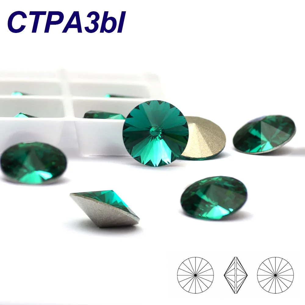 

1122 K9 Glitter Glass Rhinestones Rivoil Emerald Color PointBack Nail Crystal 3D Jewelry Making Beads Nail Art Accessories