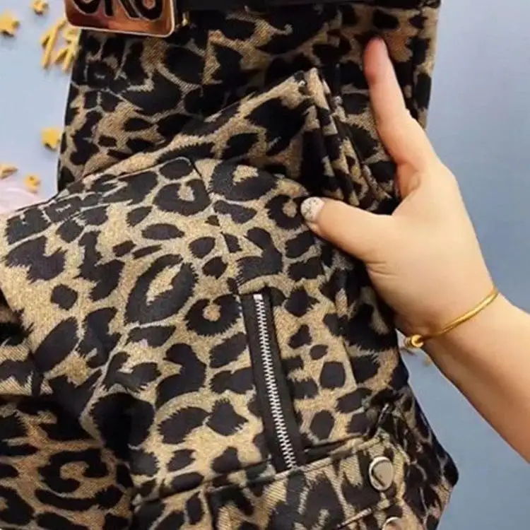 High Waist Loose Casual Leopard Print Harlan Pants Women's Autumn Winter Long Pants Polyester Fiber Other Materials
