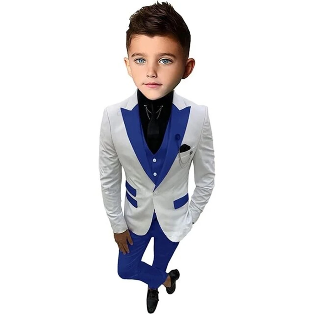 

Solid 3PCS Boy Suits Kid Peak Lapel Wedding Outfit Easter Church School Ceremony Piano Performance Birthday Gift Clothes Set