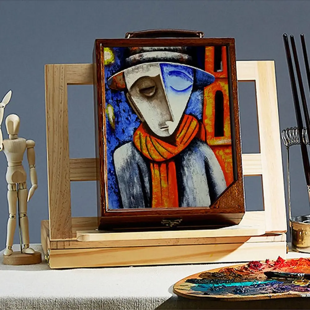 

Beech Wood Portable Wooden Table Easel Adjustable Multifunction Art Painting Easel Box Professional Sketch Drawer Box for Kids