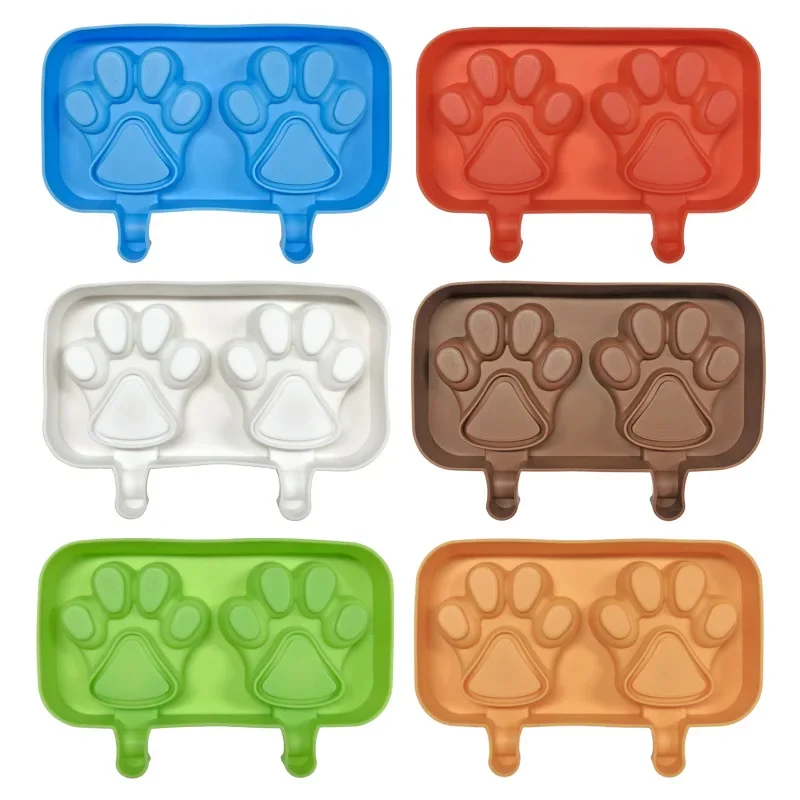 DIY Paw Shape Ice Cream Silicone Mold Handmade Cute Foot-shaped Popsicle Mold Kitchen Utensils