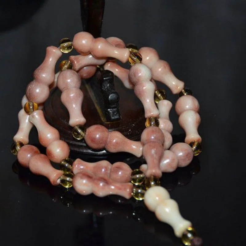 Bone Handmade Calabash Small Rice-Shaped Beads 18 Hand-Held Qin Blood Color Men and Women Accessories Ornaments