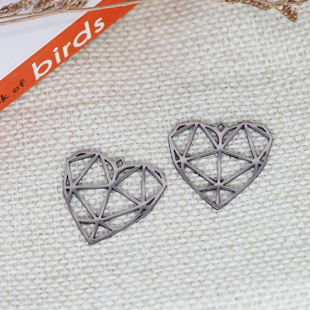 5PCS Origami Love Heart Pendant DIY Stainless Steel Gift For Women Men Charm Pendant For Bracelet Jewelry Findings