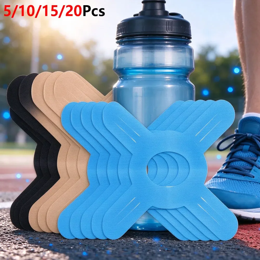 5/10/15/20Pcs X-Type Precut Athletic Kinesiology Tape, Breathable Skin-Friendly Muscle Support Stickers, Elastic Sports Tape Gym