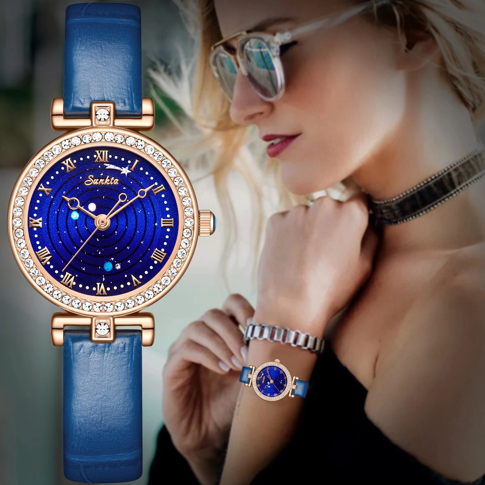 Lige frauen uhr sunkta marke luxus sternen himmel uhren für frauen lässig wasserdicht sport frauen armbanduhr montre femme