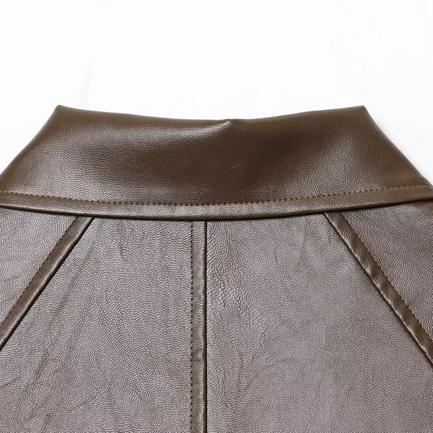 KASLEAD Faionable Women's Leather Jaet Coat Dstring ort Outerwear Autumn New Sle Long Sve Zipper Closure