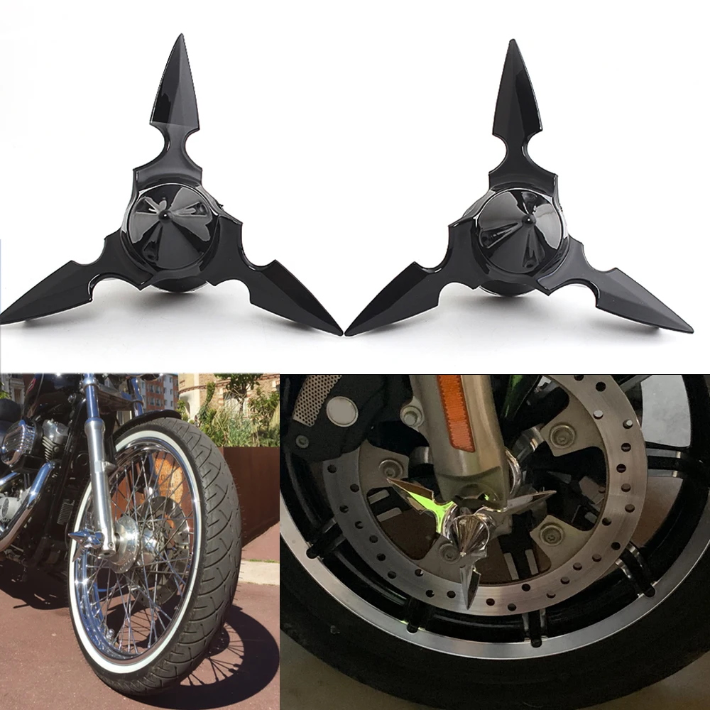 2PCS Motorcycle Black  Front Axle Nut Covers Caps Accessories For Dyna Fat Bob CVO FXDFSE 2009  Softail Slim S FLSS 2016