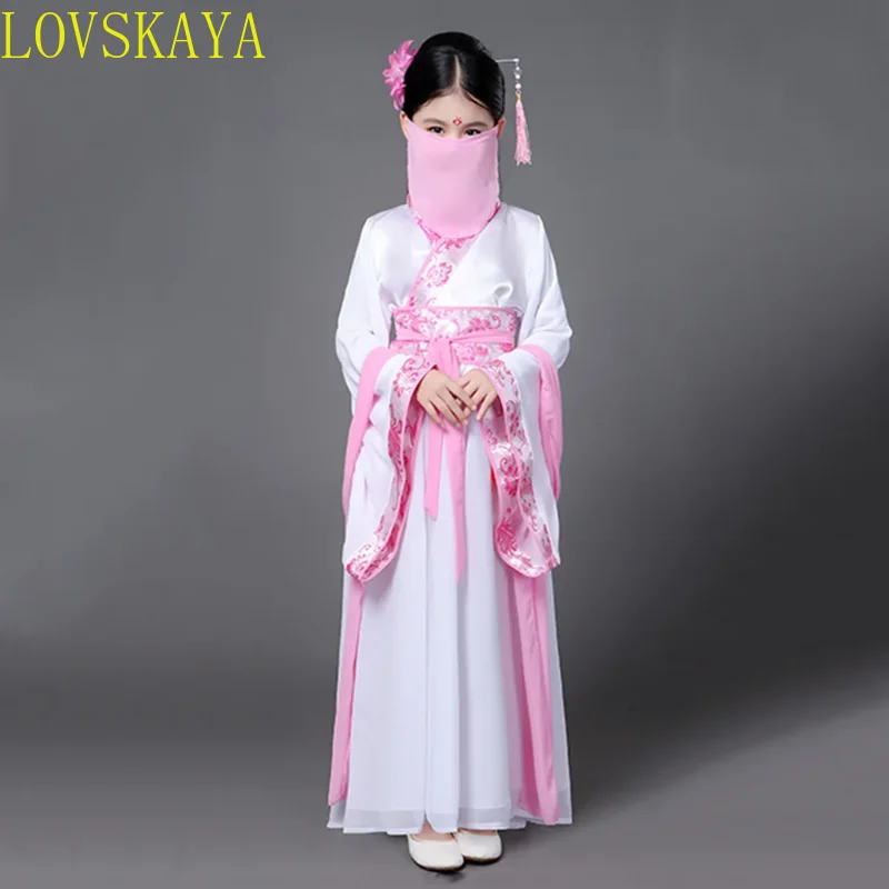 Roupa hanfu tradicional chinesa para menina, estilo étnico retrô elegante e elegante, roupa de rua casual