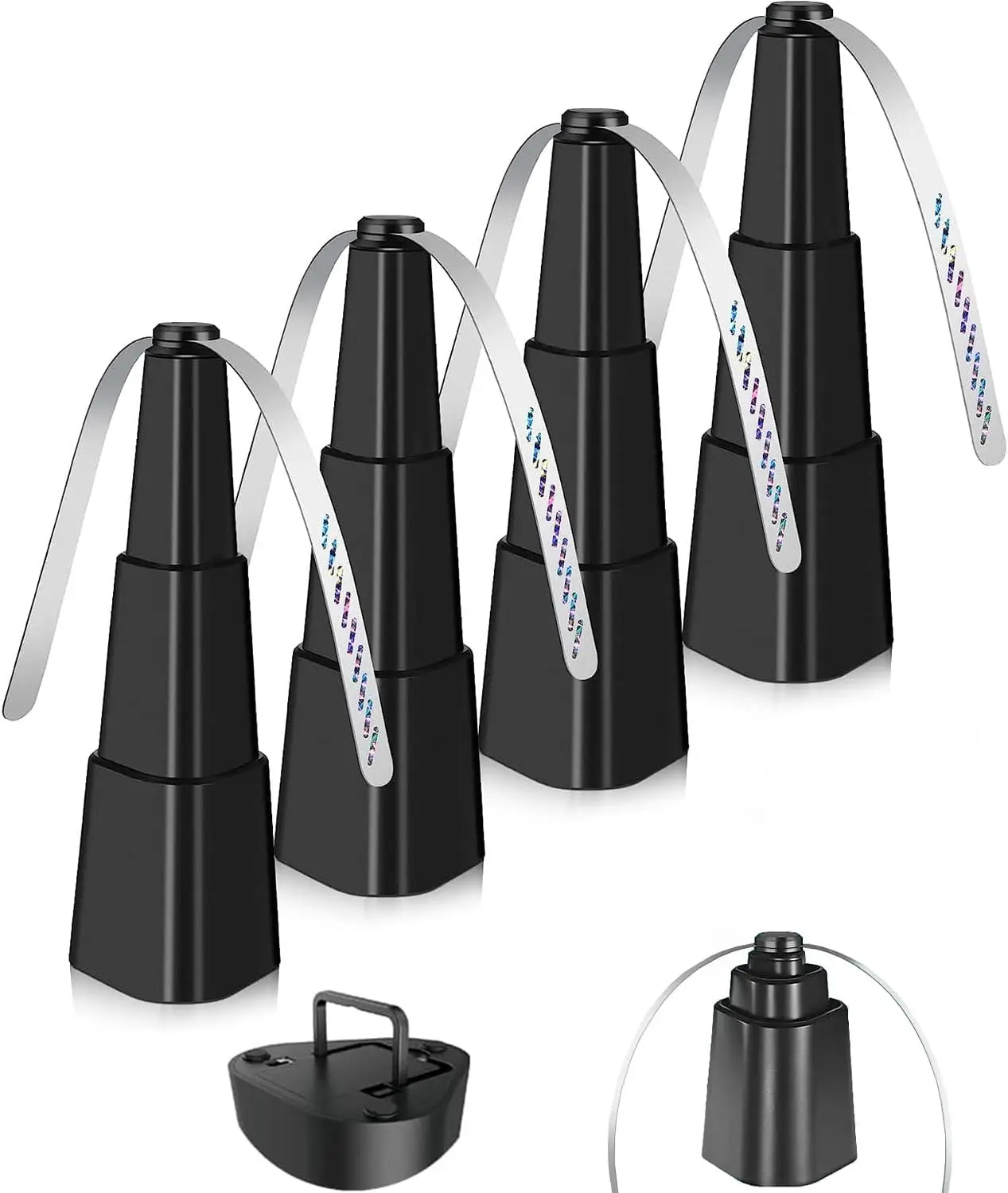 

Набор из 4 голографических вентиляторов для отпугивания мух для уличных столов, портативные, без химикатов, идеально подходят для пикников и террас