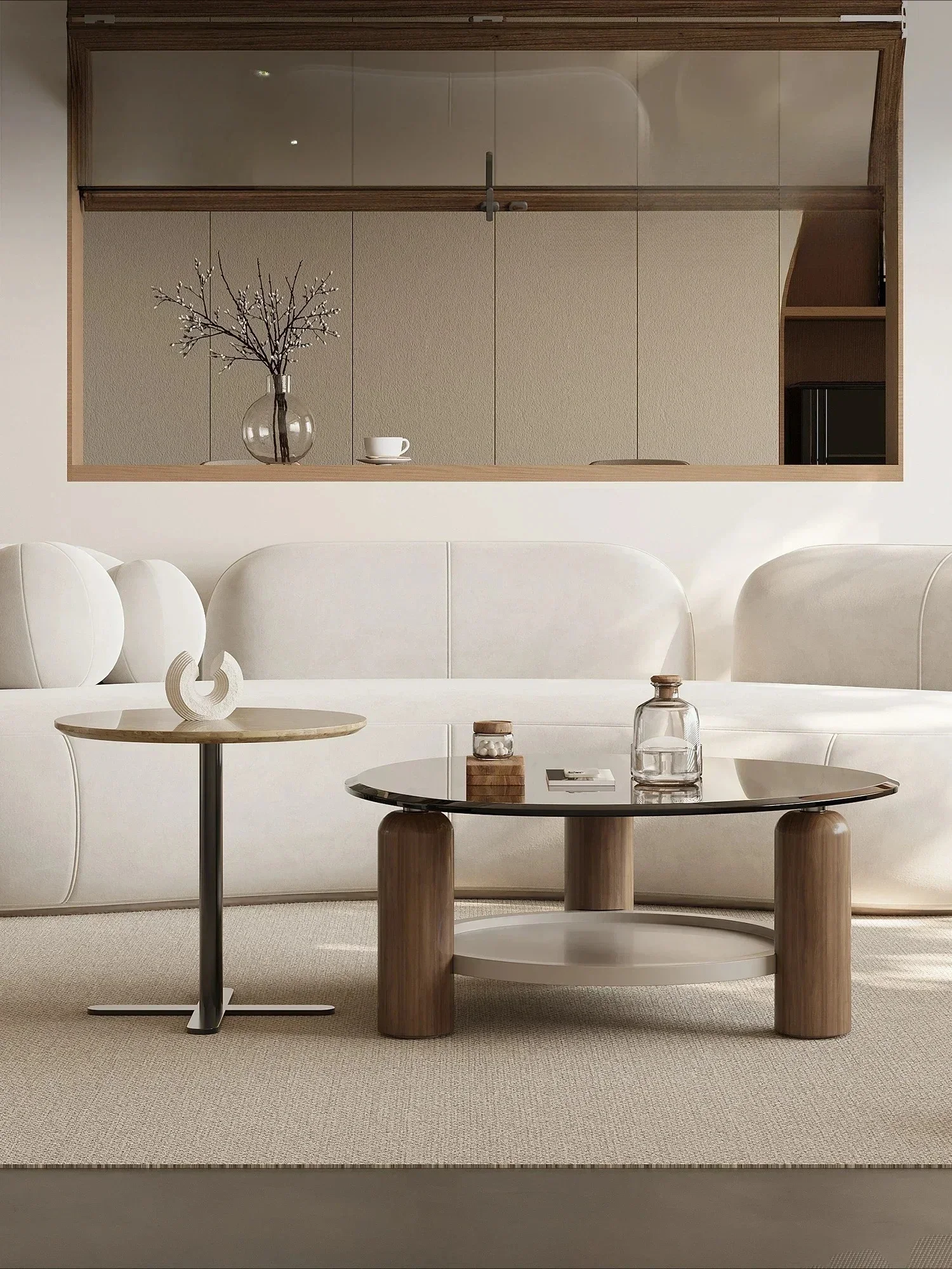 Tide leader modern minimalist tempered glass coffee table combination light luxury high sense art designer coffee table