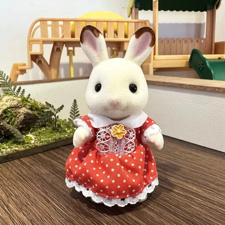 

6cm Sylvanian Family Forest Rabbit Grove Dollhouse Monkey Family Good Night Rabbit Girl Flocking Medium Sized Families Gift Toys