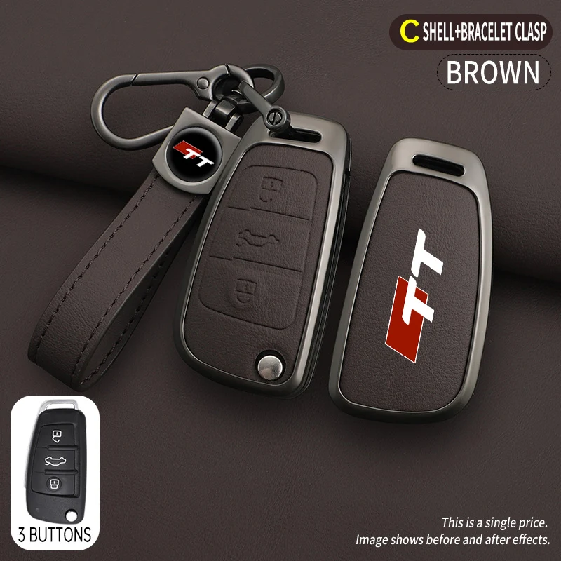 Étui pour clé de voiture en alliage de Zinc, protecteur de télécommande, accessoires pour Audi TT TTRS 8j 8n 8s mk1 mk2 mk3 S line, LOGO personnalisé