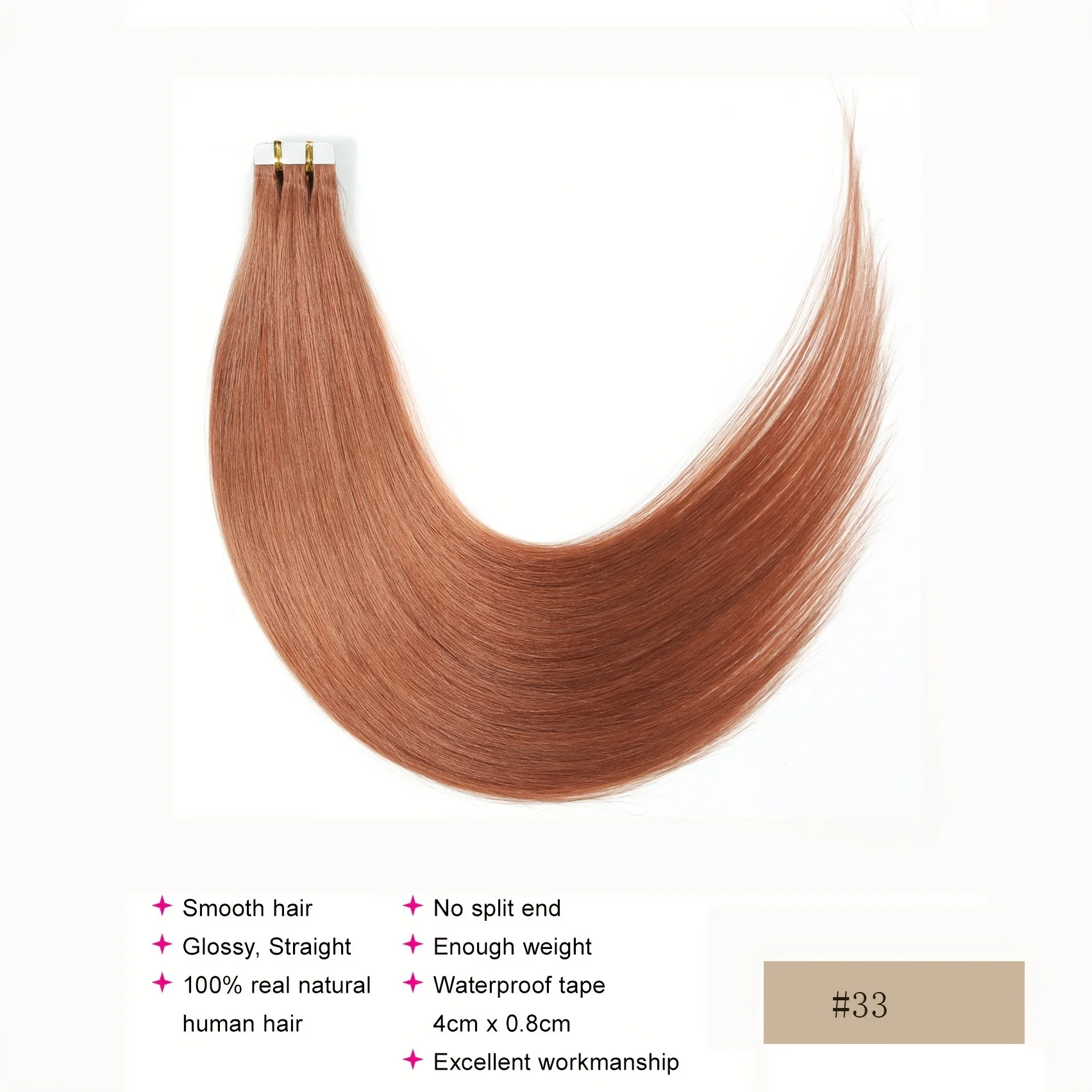 Tape In Extensions Reddish Brown,silver Color 20pcs 100% Remy Human Hair Seamless Pu Skin Weft 18\