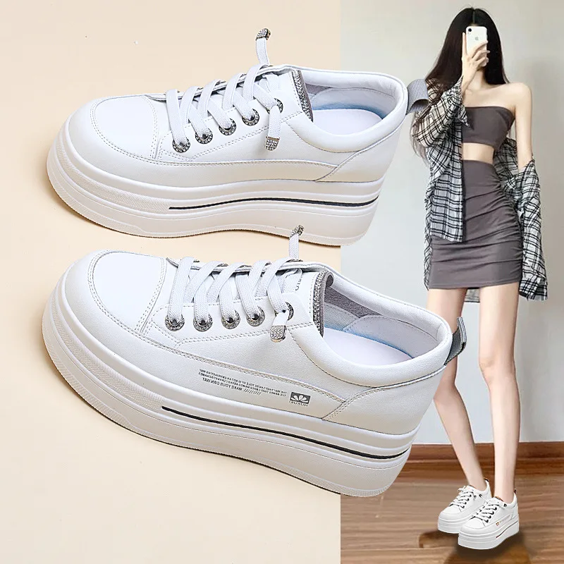 

Белые женские туфли на толстой подошве, весна 2024, женская обувь для спорта и отдыха, женские туфли на плоской подошве