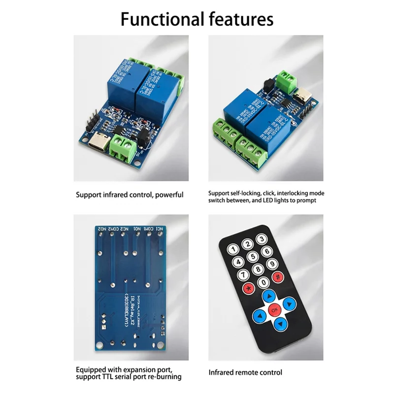 Infrared Remote Control Wireless Self-Locking Tap Inter-Locking Multi-Function Portable Dual Relay Module Wireless Module