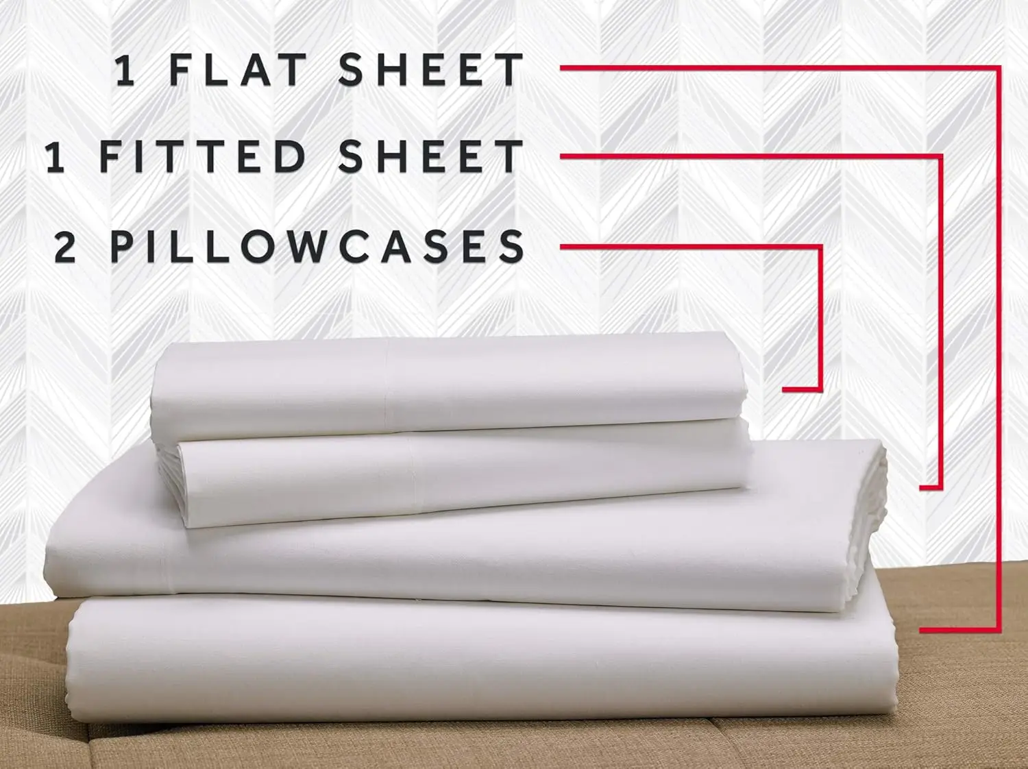 Signature Sheet Set - Soft, Breathable 300 Thread Count Cotton Blend Linens Set - White - Includes Flat Sheet, Fitted Sheet, and