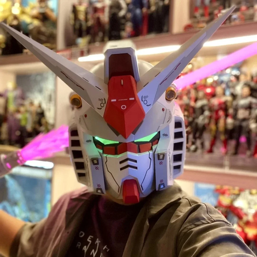 사이버 펑크 1:1 Rx-78-02 헬멧, 로봇 메카 헬멧, 경량 터치 컨트롤, 패셔너블한 코스프레 의상, 할로윈 장난감, 콜