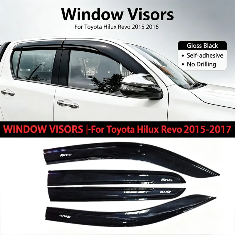 For Toyota Hilux Revo 2015 2016 2017 Double Cab Window Visor Sun Rain Side Window Visor Deflector Windshield For Rain Guard Shie