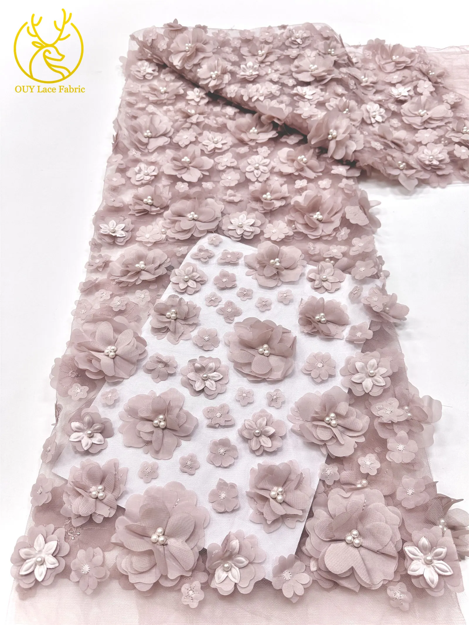 3D Französische Blumenperlen-Spitze 2026 Afrikanische Pailletten-Spitze Nigerianischer Tüll-Netzstoff für Hochzeitskleider 5 Yards – Detail 20