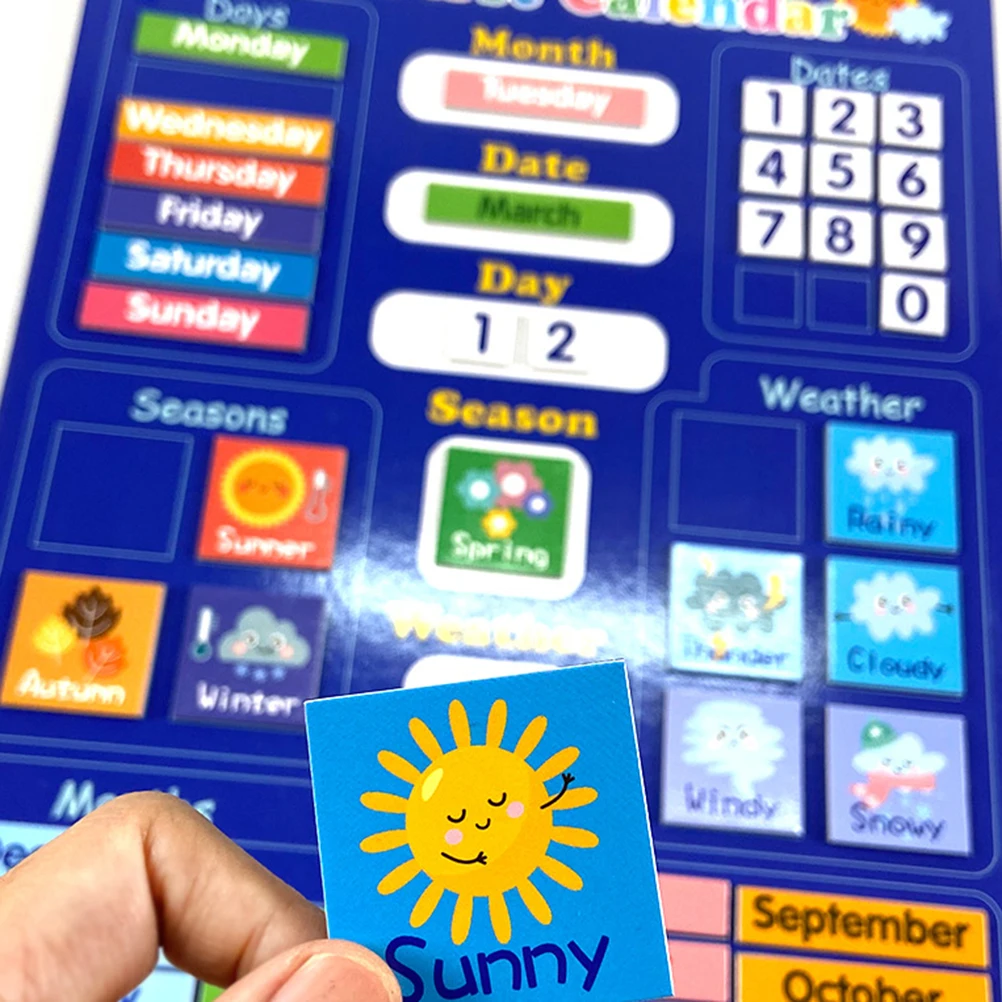 Brinquedos infantis de força magnética, Classroom Calendar Chart, Inglês Weather Board