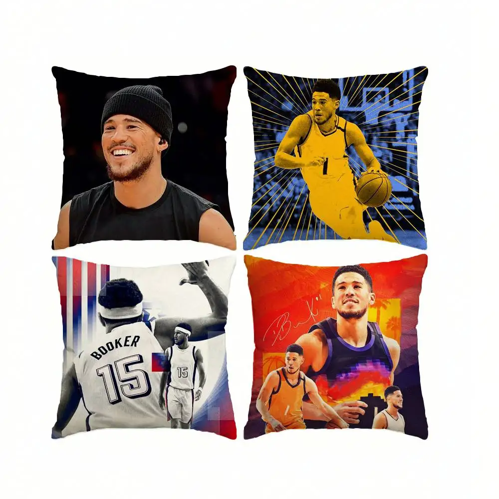 D-Devin Booker Basketball player Square Double-Sided printed Pillow Case Bedroom Bedside Pillow Sofa Cushion Cover