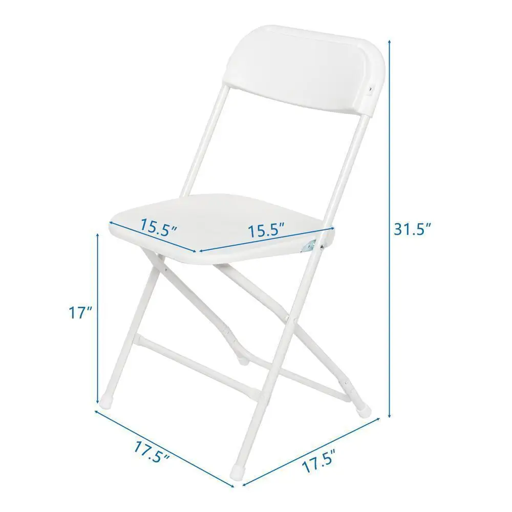 4/6/8/10/12/20Pcs Plastic Folding Chairs Stackable Wedding Party Camping Dining Seats, Home - White/Black