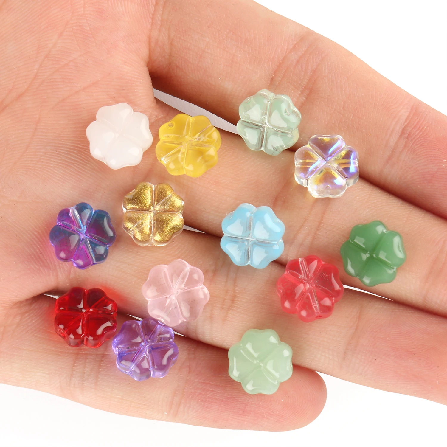 20pcs/lot Multicolor Four Leaf Clover Loose Spacer Beads for Jewelery Making DIY Gift Earrings Bracelets Accessories 10x10mm