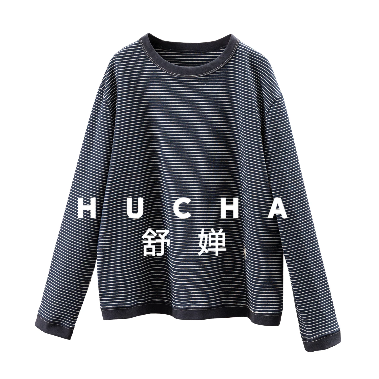 

Foreign trade D retro striped comfortable loose round neck knitted T-shirt sweater H women 31I3