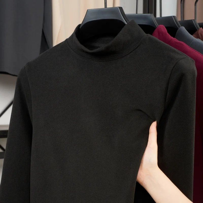 جديد الخريف/الشتاء الرجال وهمية الرقبة البلوزات طويلة الأكمام الياقة المدورة البلوز سترة الشتاء الدافئة المشارب الأساسية متماسكة الباردة بلوزة