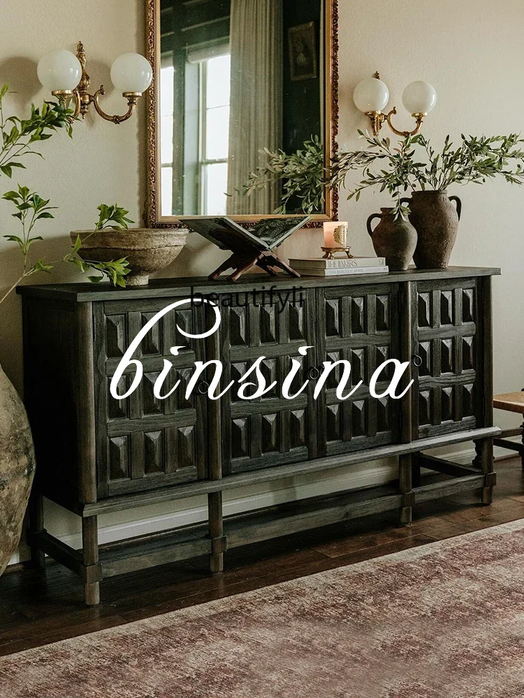 Black Distressed Storage/Retro Entrance Cabinet/Personalized Storage Cabinet/